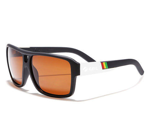 reil black and white rust frame orange lens sunglasses