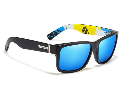Reil black frame blue lens sunglasses