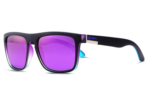 reil black and blue frame purple lens sunglasses