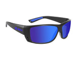 reil black frame blue lining blue mirror lens sunglasses